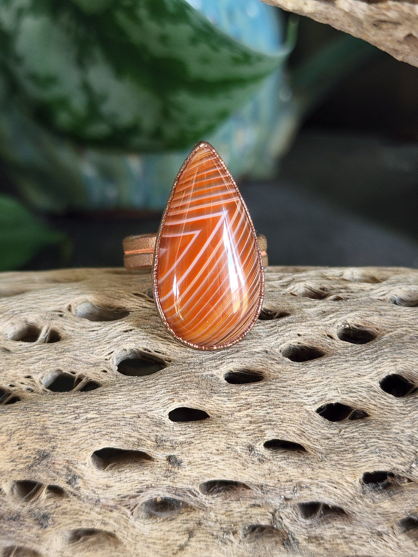 Dyed agate ring