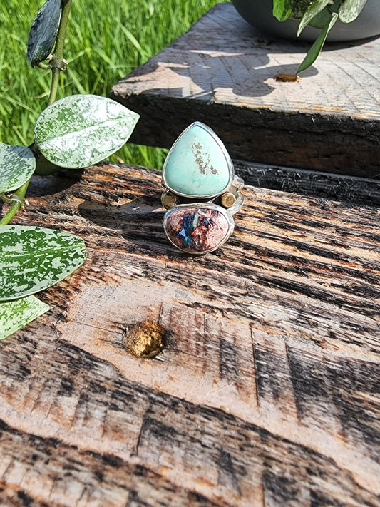 Turquoise and opal ring