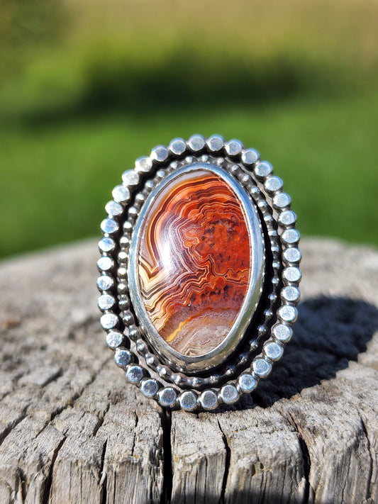 Crazy lace agate ring